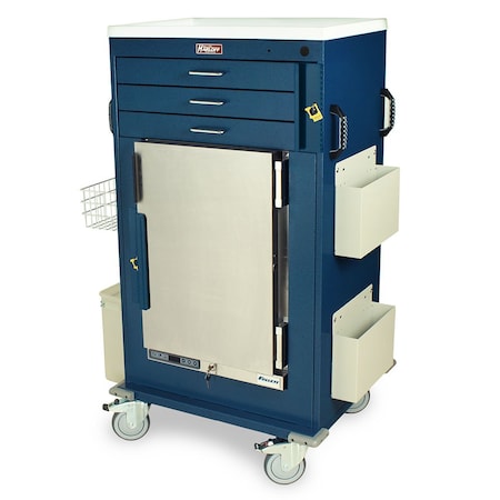 Harloff Malignant Hyperthermia Cart with 1.8 Cubic Ft Medical Grade Refrigerator, 3 Drawers, Breakaway Lock MH5300B
